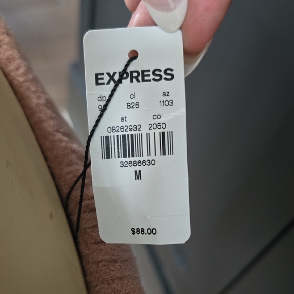 Express Off-Shoulder Ribbed Sweater - Brown - Picture 2 of 5